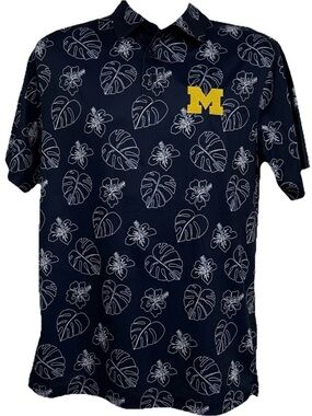 NWT Pro Edge Michigan Wolverines Hawaiian Golf Polo Mens S Shirt NCAA U of M